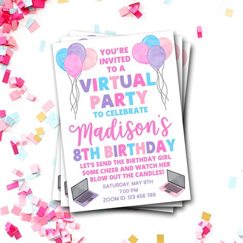 birthday party invites digital|virtual birthday party invitations.